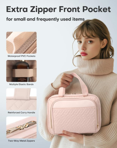Large Travel Cosmetic Bag with Waterproof Hanging Hook